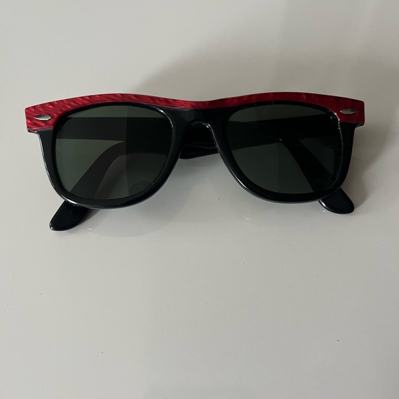 Rare 1980’s auth PUNK vintage Wayfarer Red Mother of Pearl and Black Sunglasses - Picture 3 of 10